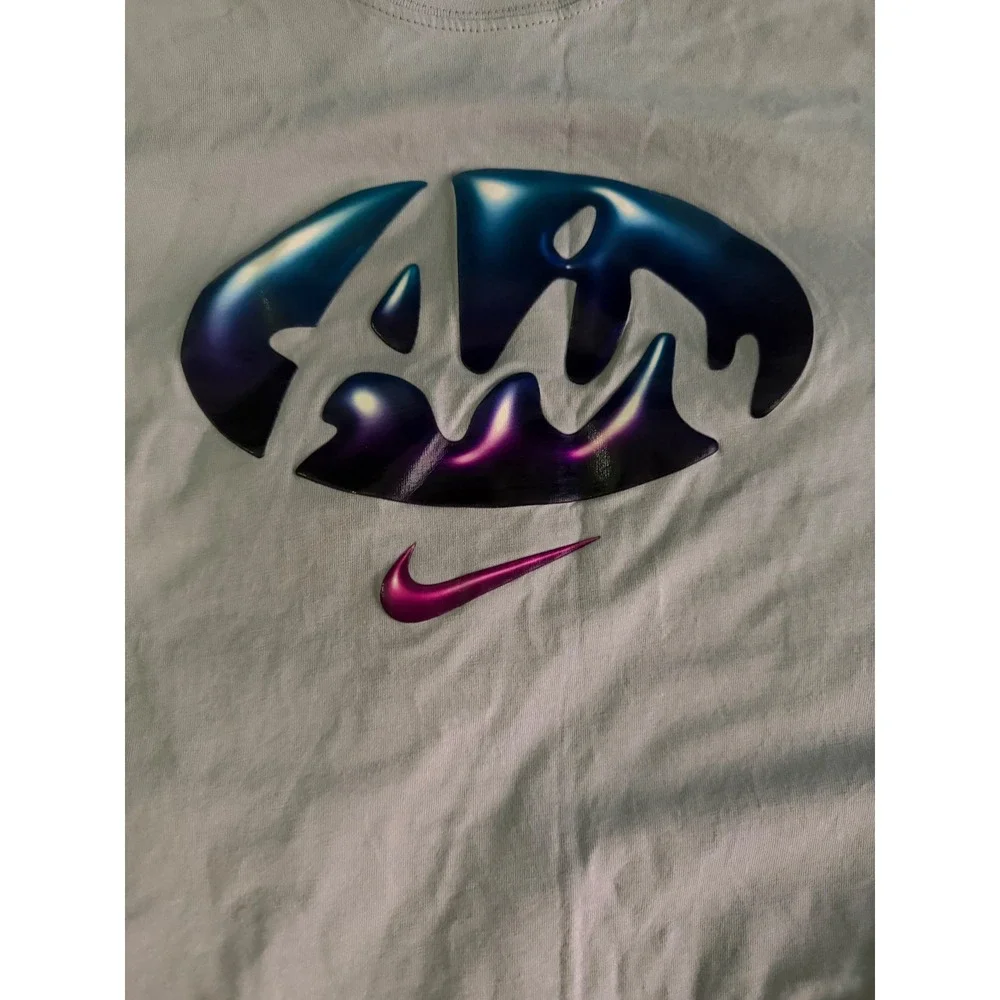 Nike Air Graphic T-Shirt Mens Large Grey Loose Fit Short Sleeve Swoosh Tee